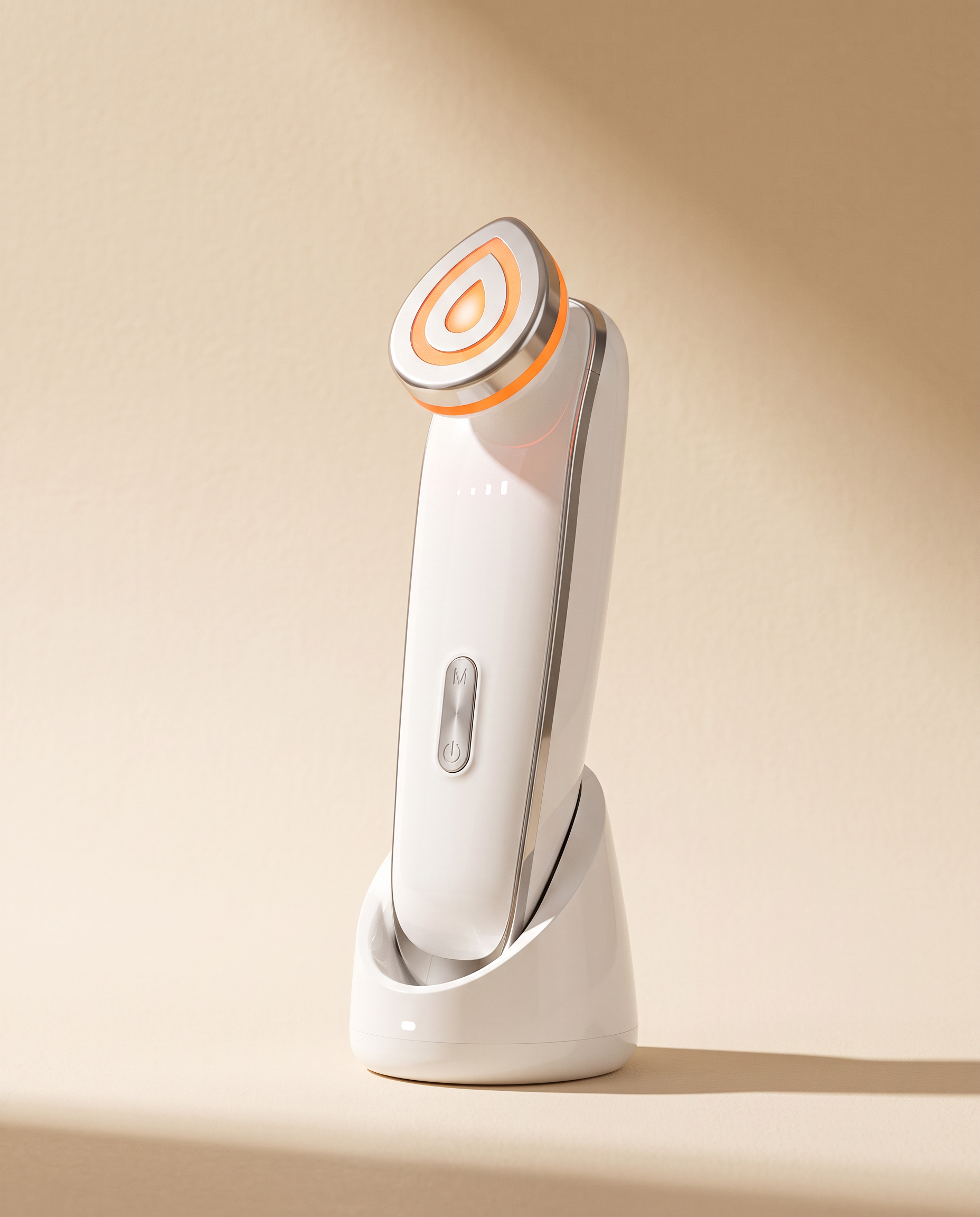 Elio Wand beauty wand resting in its charging dock